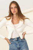 HYFVE Miss Mesmerize Fur Trim Tie Front Ribbed Cardigan - Rosa Apparel