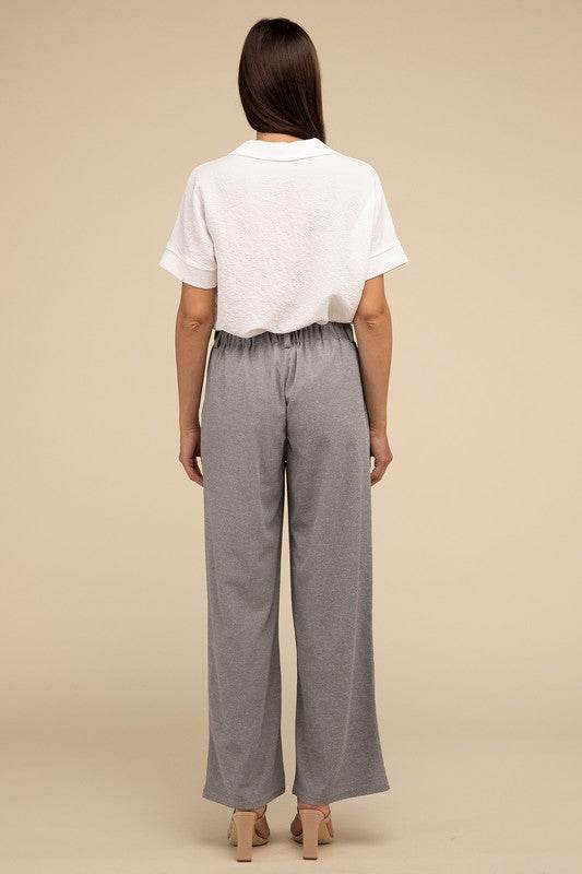 Lilou Waffle Trouser Knit Fabric Formal Pants - Rosa Apparel