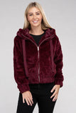 Ambiance Fluffy Zip-Up Teddy Sweater Hoodie - Rosa Apparel