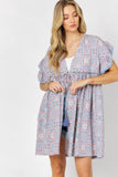 Davi & Dani Printed Short Sleeve Ruffle Kimono - Rosa Apparel