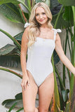 And The Why Textured Ribbon Tie Shoulder One Piece Swimsuit - Rosa Apparel