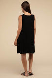 Zenana Sleeveless Flared Dress with Side Pockets - Rosa Apparel