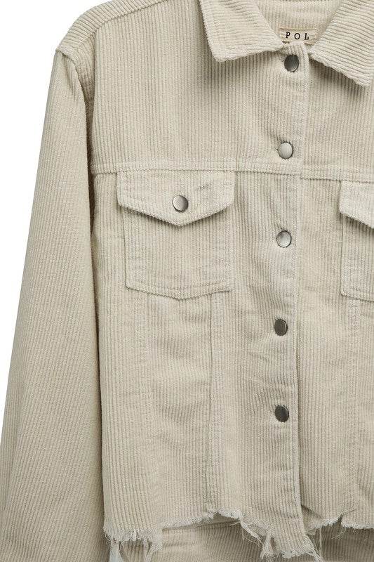 POL Oversized Ribbed Front Pocket Long Sleeves Shacket - Rosa Apparel