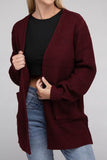 Zenana Low Gauge Waffle Open Cardigan Sweater - Rosa Apparel