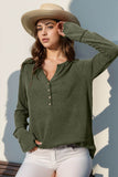 Double Take Full Size Notched Thumbhole Long Sleeve T-Shirt - Rosa Apparel