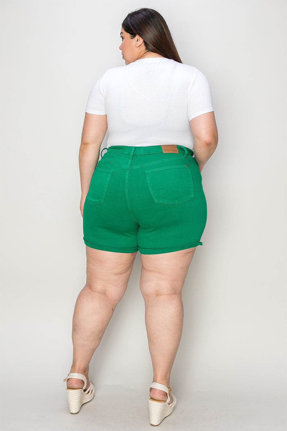 Judy Blue Full Size Tummy Control Garment Dyed Denim Shorts Style #: 150283 - Rosa Apparel