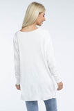 Zenana Hi-Low Hem Front Seam V-Neck Sweater - Rosa Apparel
