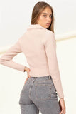 HYFVE Miss Mesmerize Fur Trim Tie Front Ribbed Cardigan - Rosa Apparel