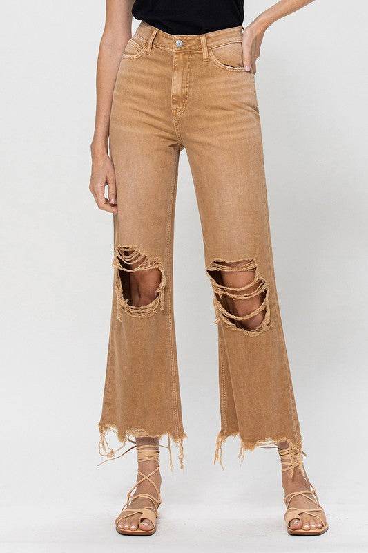 VERVET 90's Vintage Crop Flare Relaxed Jeans Pants - Rosa Apparel