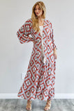 Davi & Dani Printed Long Sleeve Loose Kimono - Rosa Apparel