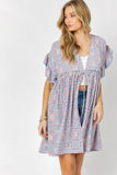 Davi & Dani Printed Short Sleeve Ruffle Kimono - Rosa Apparel