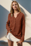 Double Take Full Size Notched Thumbhole Long Sleeve T-Shirt - Rosa Apparel