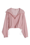 Lilou Long Sleeves Front Zipper Windbreaker With Hood - Rosa Apparel