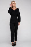 Zenana Viscose Cross Wrap V-Neck Pullover Sweater - Rosa Apparel