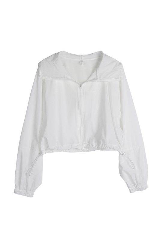 Lilou Long Sleeves Front Zipper Windbreaker With Hood - Rosa Apparel