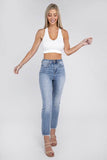 Zenana Sporty Ribbed Cropped Racerback V-Neck Sleeveless Tank Top - Rosa Apparel