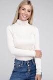 Zenana Ribbed Turtle Neck Long Sleeve Top - Rosa Apparel