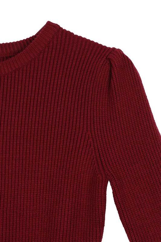 Lilou Peplum Round Neck Long Sleeves Strech Sweater Top - Rosa Apparel