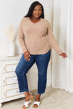 Double Take Drawstring Ribbed Long Sleeve T-Shirt - Rosa Apparel