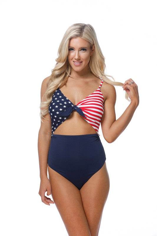 4th of July American Flag One Piece Swimsuit - Rosa Apparel
