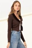 HYFVE Miss Mesmerize Fur Trim Tie Front Ribbed Cardigan - Rosa Apparel