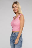 Zenana Casual Ribbed Scoop Neck Cropped Sleeveless Top - Rosa Apparel