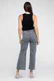 Zenana Acid Wash Frayed Cutoff Hem Straight Wide Jeans Pants - Rosa Apparel