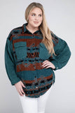 Davi & Dani Plus Printed Button Down Long Sleeve Jacket - Rosa Apparel