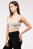 Zenana Casual Washed Ribbed Cropped V-Neck Sleevless Tank Top - Rosa Apparel