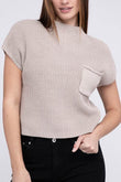 Zenana Mock Neck Short Sleeve Drop Shoulder Cropped Sweater - Rosa Apparel