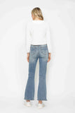 Judy Blue Full Size Tummy Control Back Embroidered Pocketed Bootcut Jeans Plus Size - Rosa Apparel
