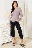 Double Take Drawstring Ribbed Long Sleeve T-Shirt - Rosa Apparel