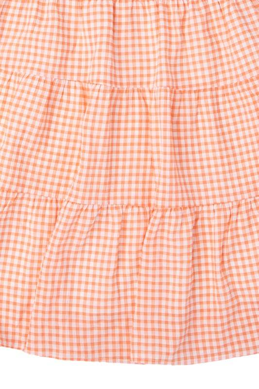 Lilou Gingham Checked Tiered Puff 3/4 Sleeves V-Neck Mini Dress - Rosa Apparel