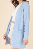 Lilou Wool Blended Cable V-Neck Long Sleeves Knitted Cardigan - Rosa Apparel