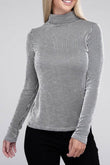Zenana Ribbed Turtle Neck Long Sleeve Top - Rosa Apparel
