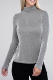 Zenana Ribbed Turtle Neck Long Sleeve Top - Rosa Apparel