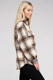 Ambiance Cozy Plaid Flannel Regular Fit Collar Shacket - Rosa Apparel