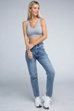 Ambiance Trendy Ribbed V-Neck Cropped Pullover Tank Top - Rosa Apparel
