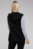 Zenana Drawstring Waist Sleeveless Military Hoodie Vest - Rosa Apparel