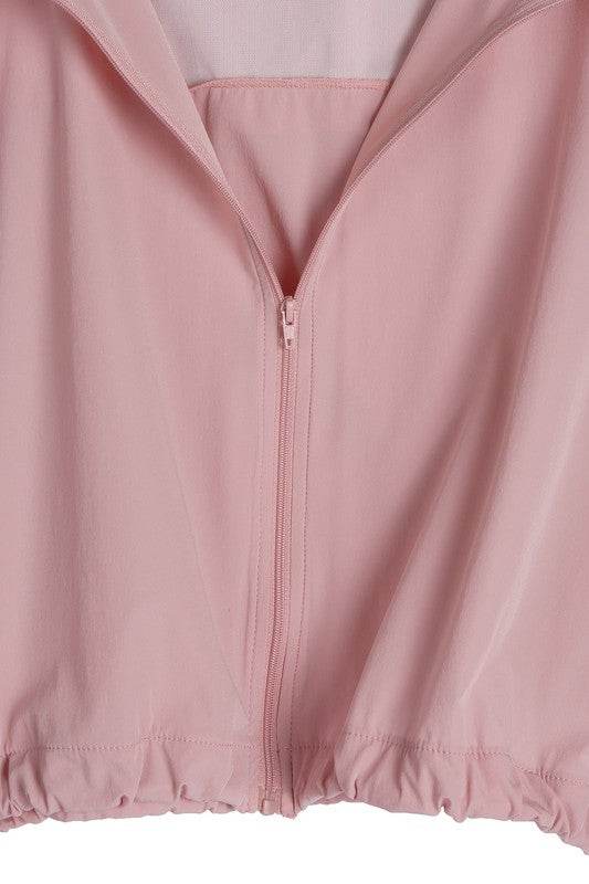 Lilou Long Sleeves Front Zipper Windbreaker With Hood - Rosa Apparel