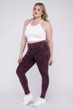 Zenana Plus Mineral Washed Wide Waistband Yoga Leggings - Rosa Apparel