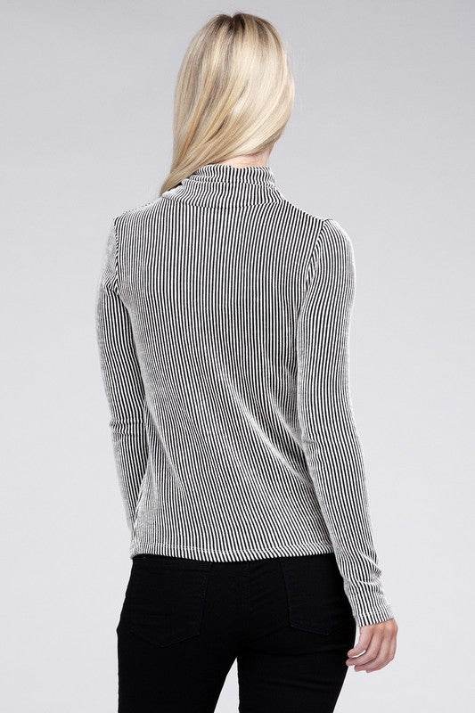 Zenana Ribbed Turtle Neck Long Sleeve Top - Rosa Apparel