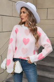 Angel Wings Heart Round Neck Long Sleeve Sweater - Rosa Apparel
