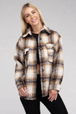 Ambiance Cozy Plaid Flannel Regular Fit Collar Shacket - Rosa Apparel
