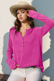 Double Take Full Size Notched Thumbhole Long Sleeve T-Shirt - Rosa Apparel