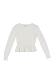 Lilou Peplum Round Neck Long Sleeves Strech Sweater Top - Rosa Apparel