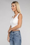 Zenana Casual Ribbed Scoop Neck Cropped Sleeveless Top - Rosa Apparel
