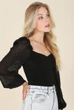 Lilou LS Shirring Puff Sleeve Sweetheart Neck Bodysuit - Rosa Apparel