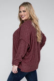 Zenana Plus Brushed Melange Drop Shoulder Sweater - Rosa Apparel