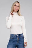 Zenana Ribbed Turtle Neck Long Sleeve Top - Rosa Apparel